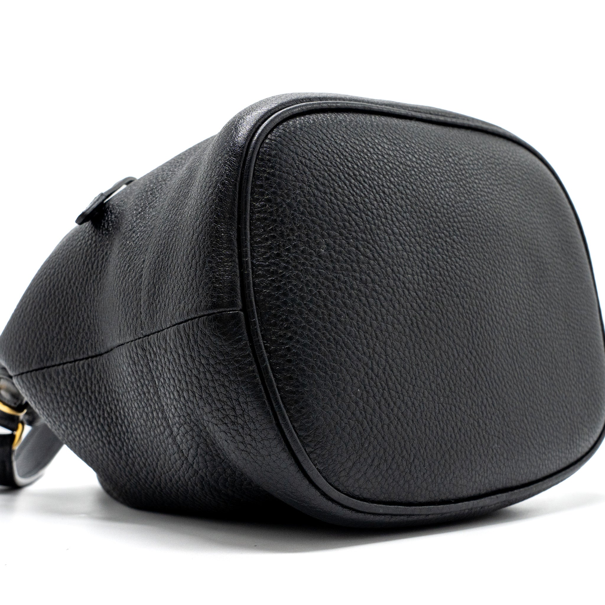 PRADA SECCHIELLO BUCKET BAG GRAINED CALFSKIN BLACK GHW