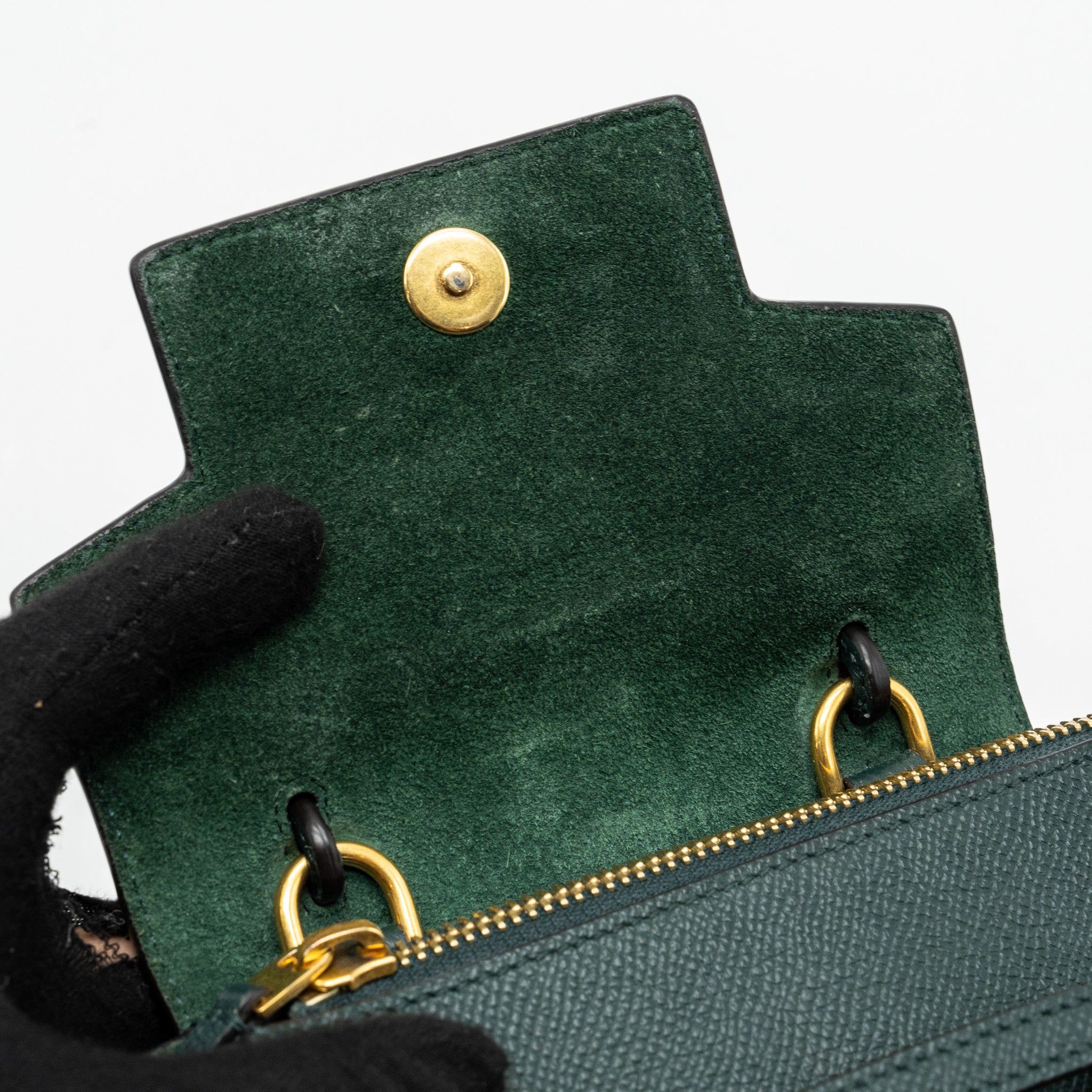 CELINE PICO BELT BAG GRAINED CALFSKIN DARK GREEN GHW