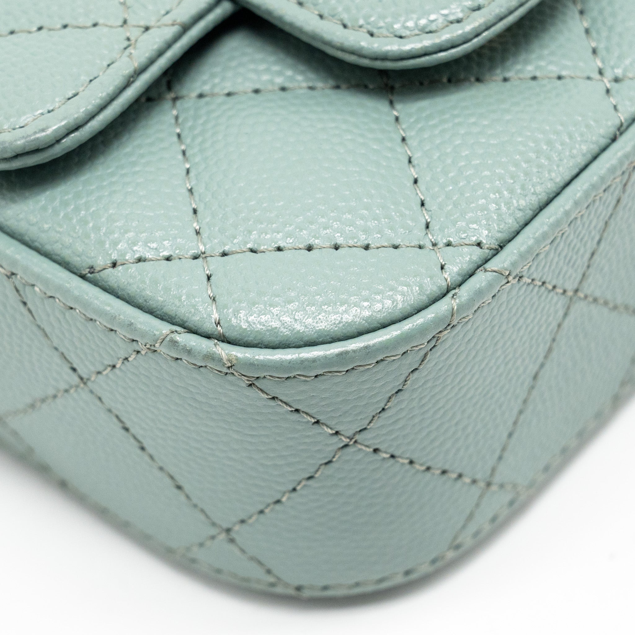 CHANEL MINI FLAP VANITY WITH CHAIN CAVIAR LIGHT GREEN LGHW