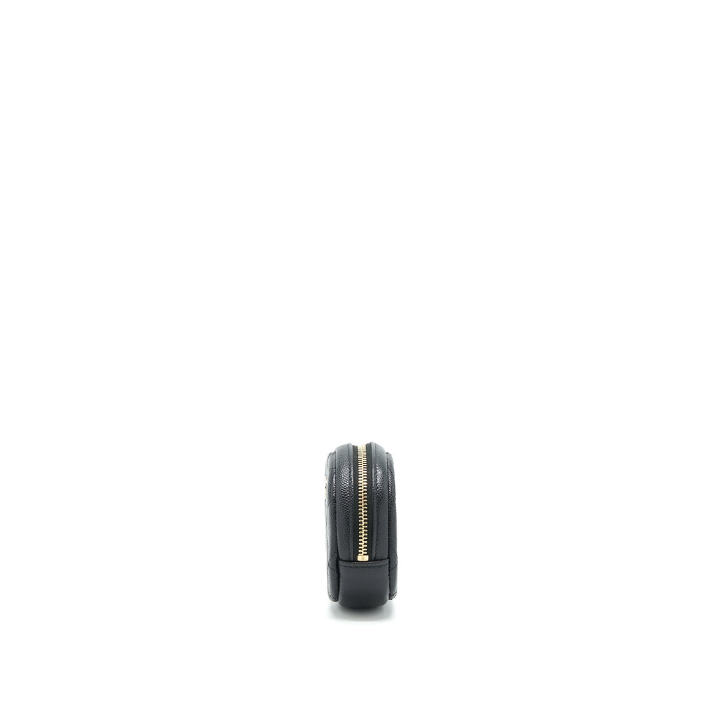 CHANEL CC LOGO ROUND COIN PURSE CAVIAR NAVY LGHW