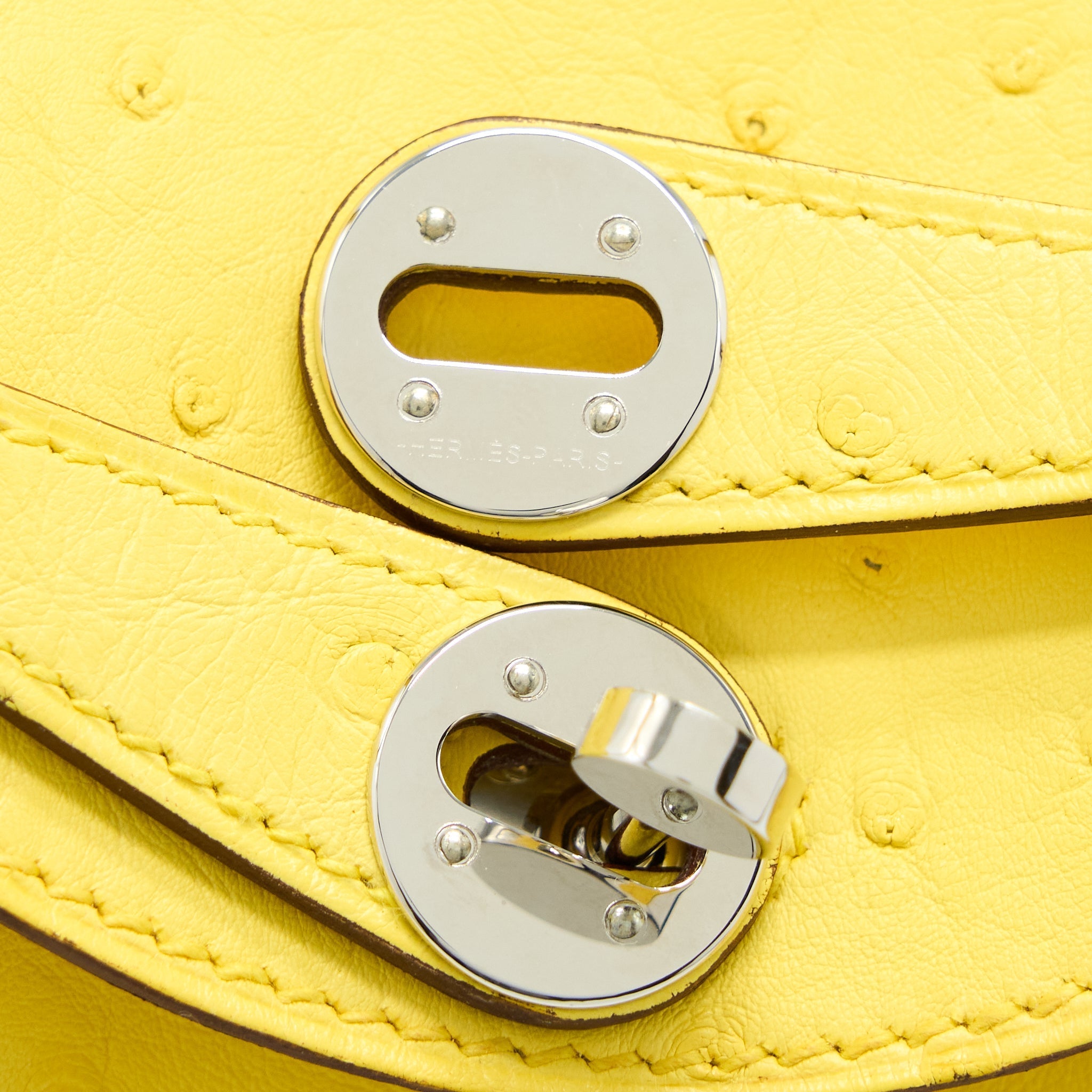 HERMES MINI LINDY OSTRICH JAUNE CITRON SHW