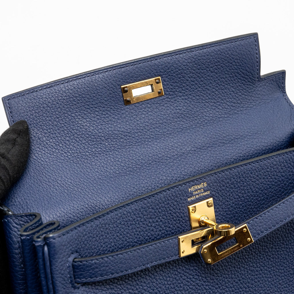 HERMES KELLY 25 TOGO BLEU SAPHIR GHW
