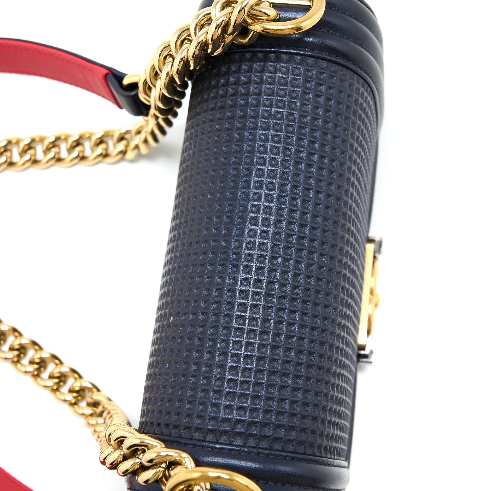 CHANEL SMALL BOY BAG LAMBSKIN NAVY MULTICOLOUR HARDWARE