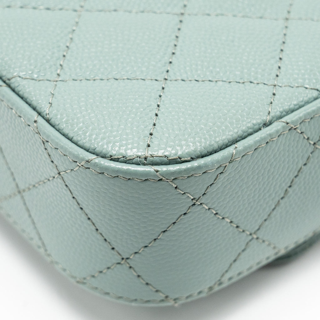 CHANEL MINI FLAP VANITY WITH CHAIN CAVIAR LIGHT GREEN LGHW