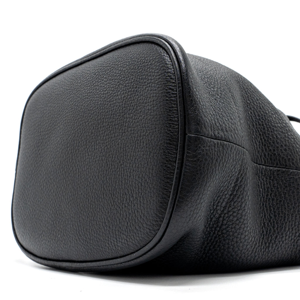 PRADA SECCHIELLO BUCKET BAG GRAINED CALFSKIN BLACK GHW
