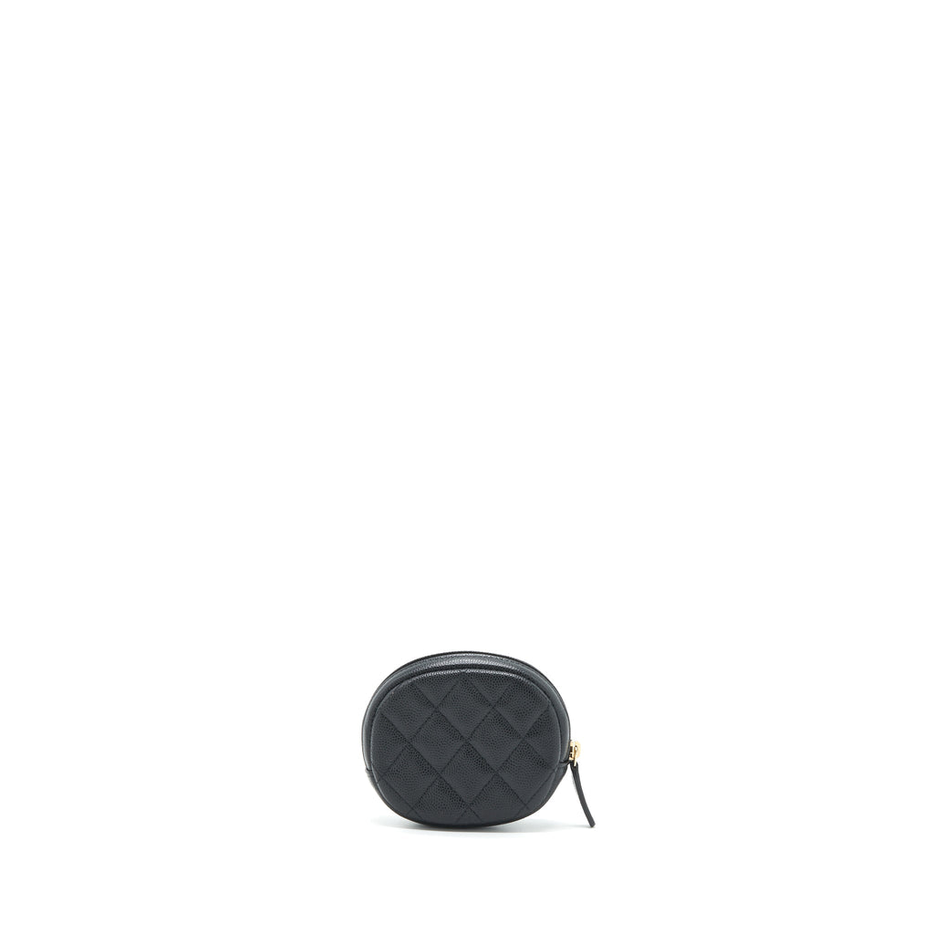 CHANEL CC LOGO ROUND COIN PURSE CAVIAR NAVY LGHW