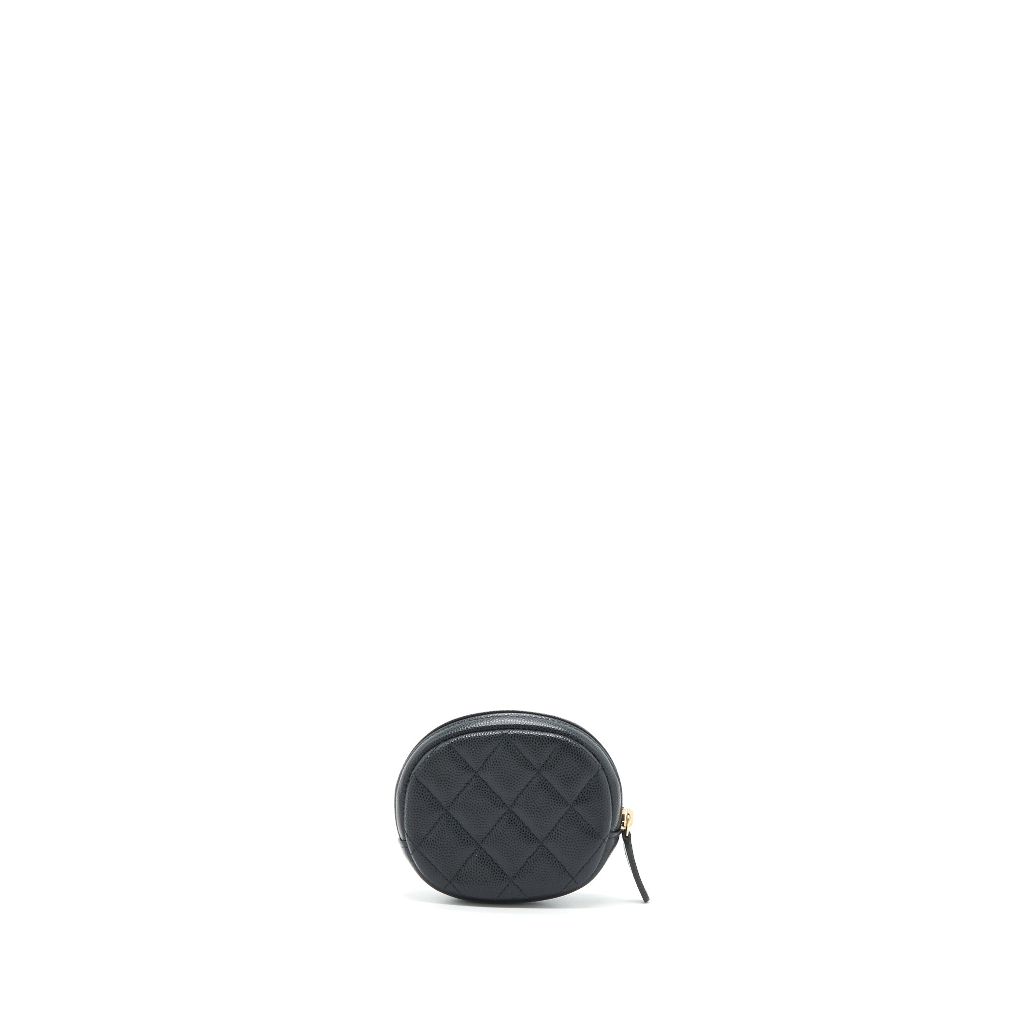 CHANEL CC LOGO ROUND COIN PURSE CAVIAR NAVY LGHW
