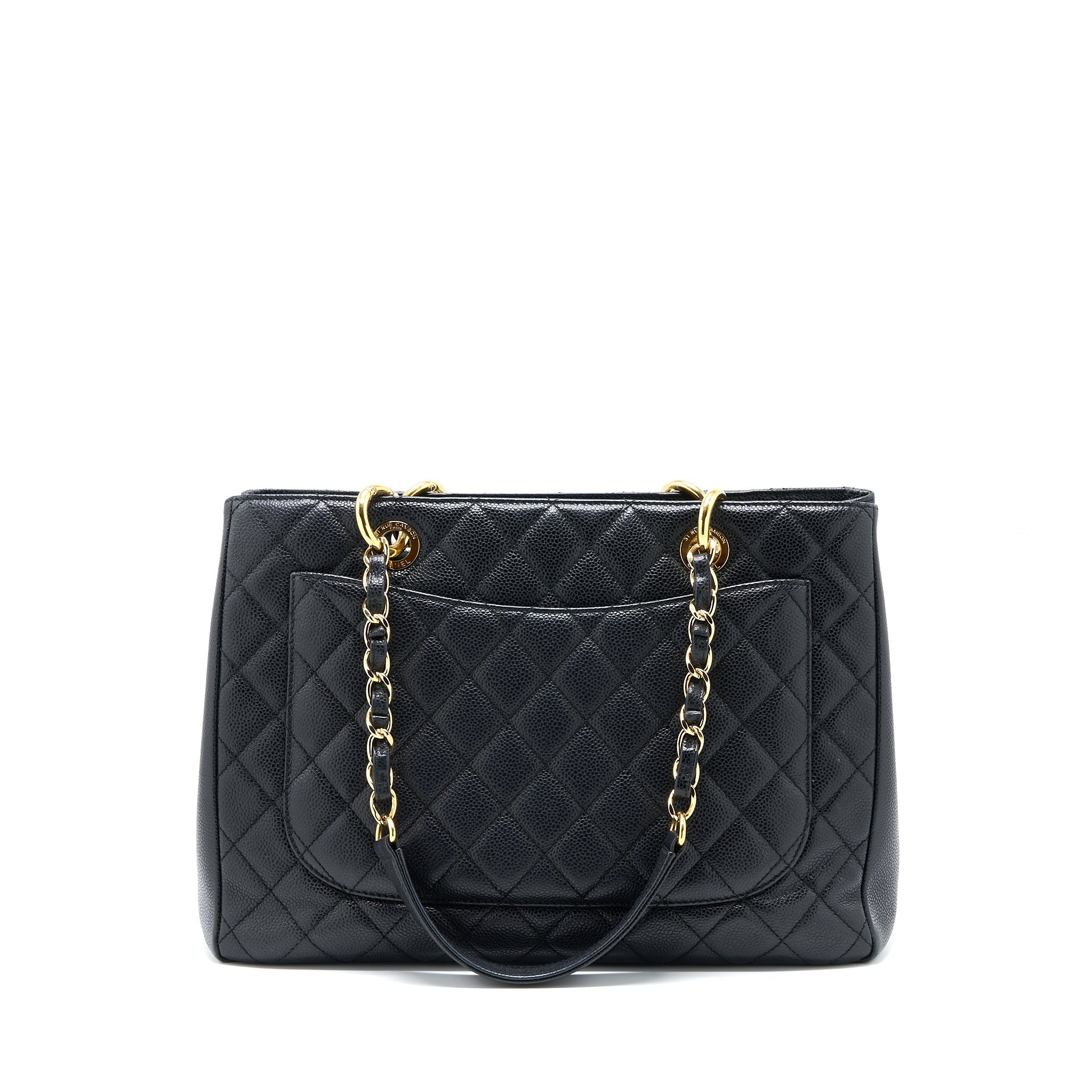 CHANEL GRAND SHOPPING TOTE BAG CAVIAR BLACK GHW