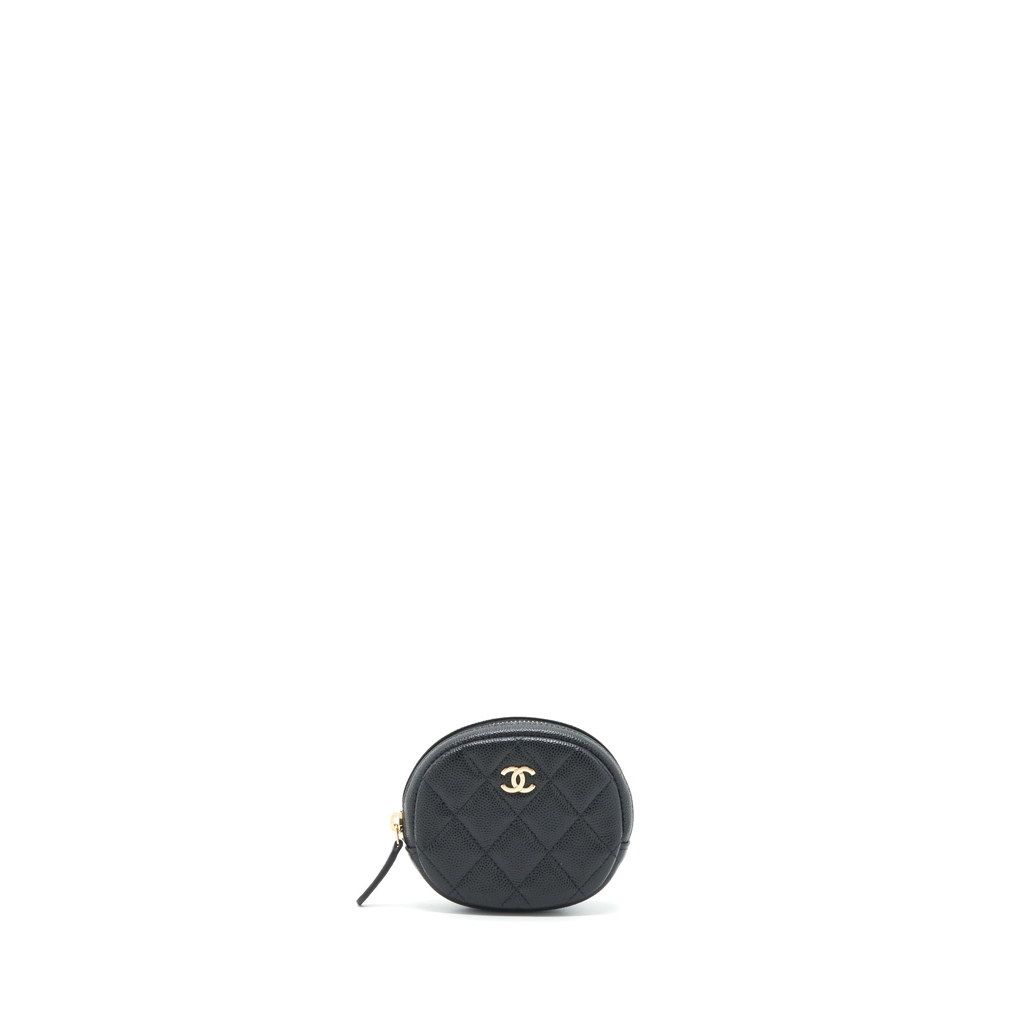 CHANEL CC LOGO ROUND COIN PURSE CAVIAR NAVY LGHW