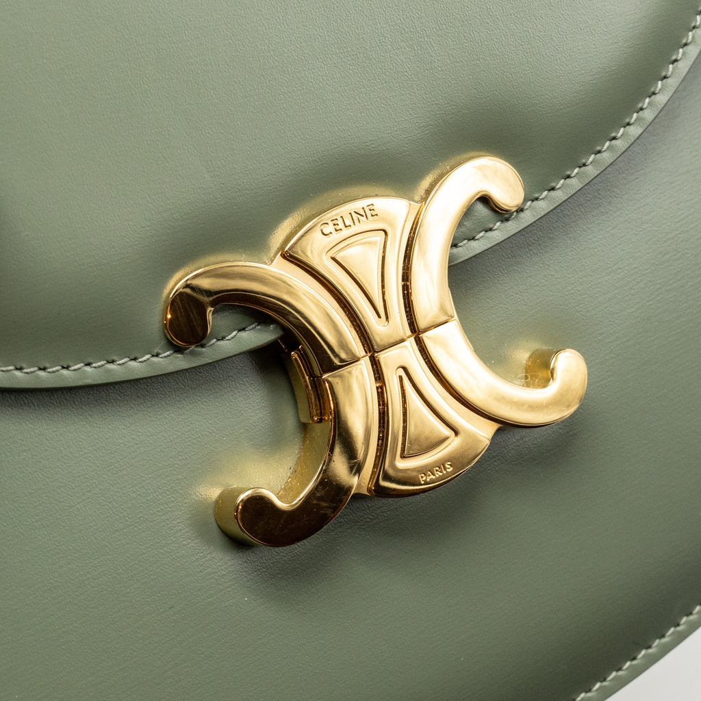 CELINE BESACE CLEA TRIOMPHE CHAIN BAG SHINY CALFSKIN GREEN GHW