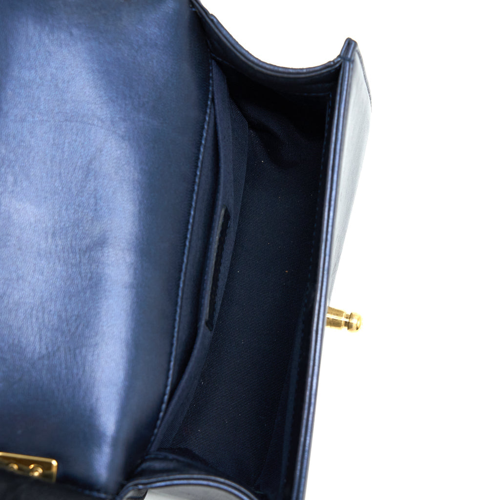 CHANEL SMALL BOY BAG LAMBSKIN NAVY MULTICOLOUR HARDWARE