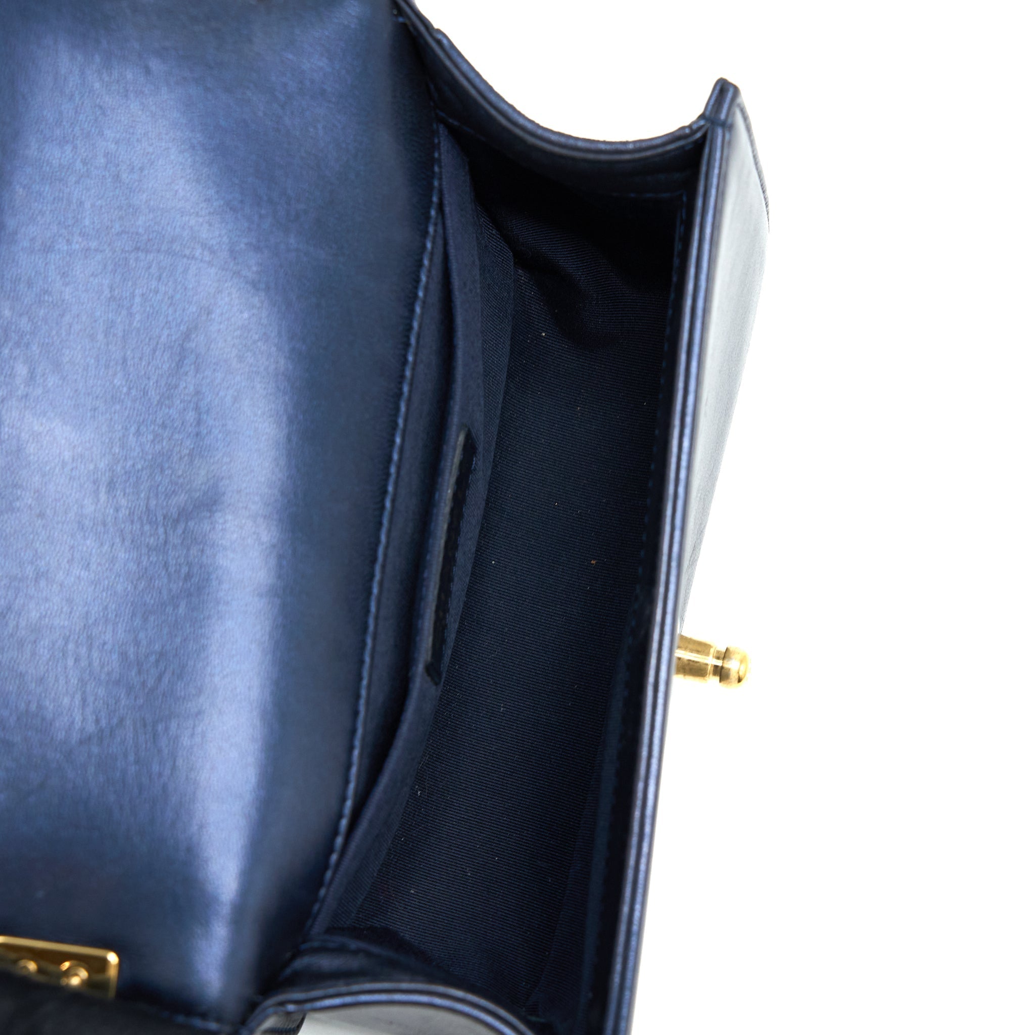 CHANEL SMALL BOY BAG LAMBSKIN NAVY MULTICOLOUR HARDWARE