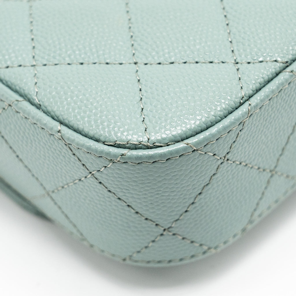 CHANEL MINI FLAP VANITY WITH CHAIN CAVIAR LIGHT GREEN LGHW