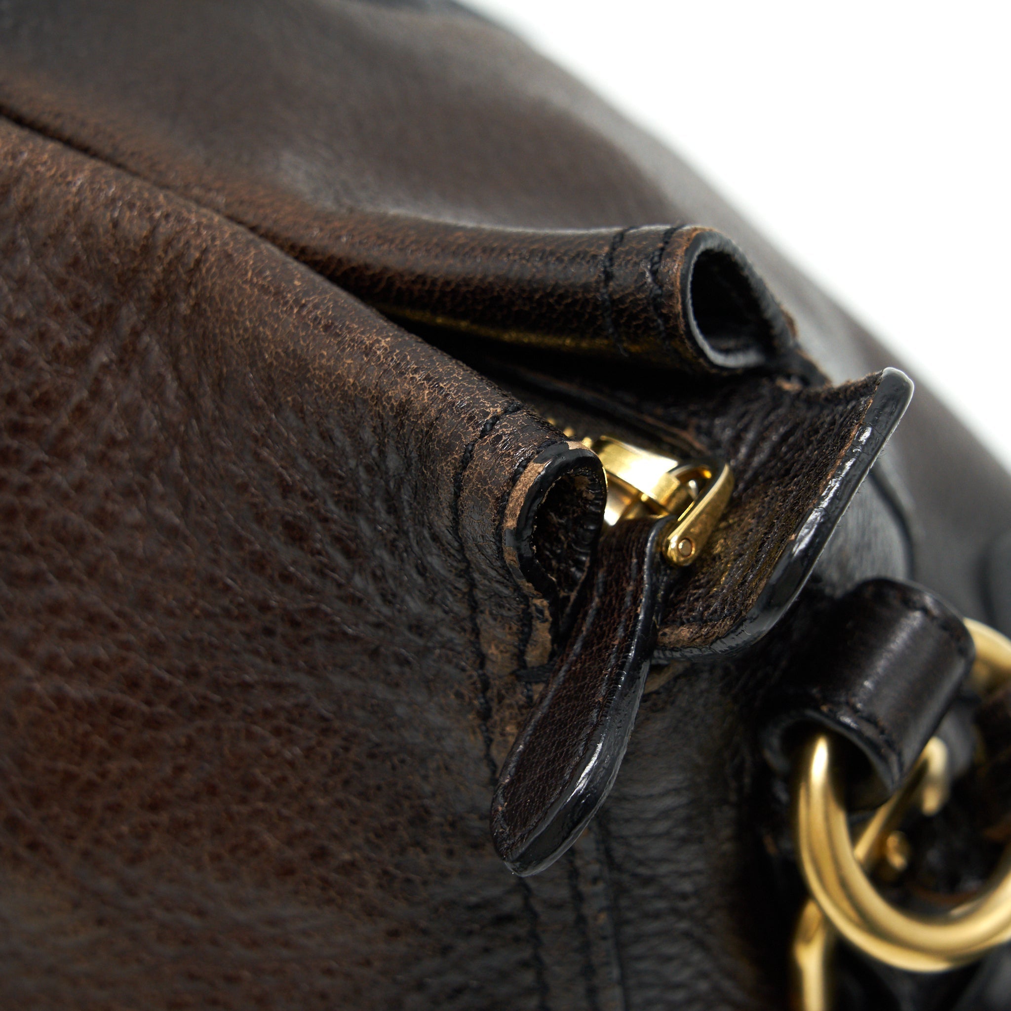 PRADA HANDLE TOTE BAG WITH STRAP IN BROWN