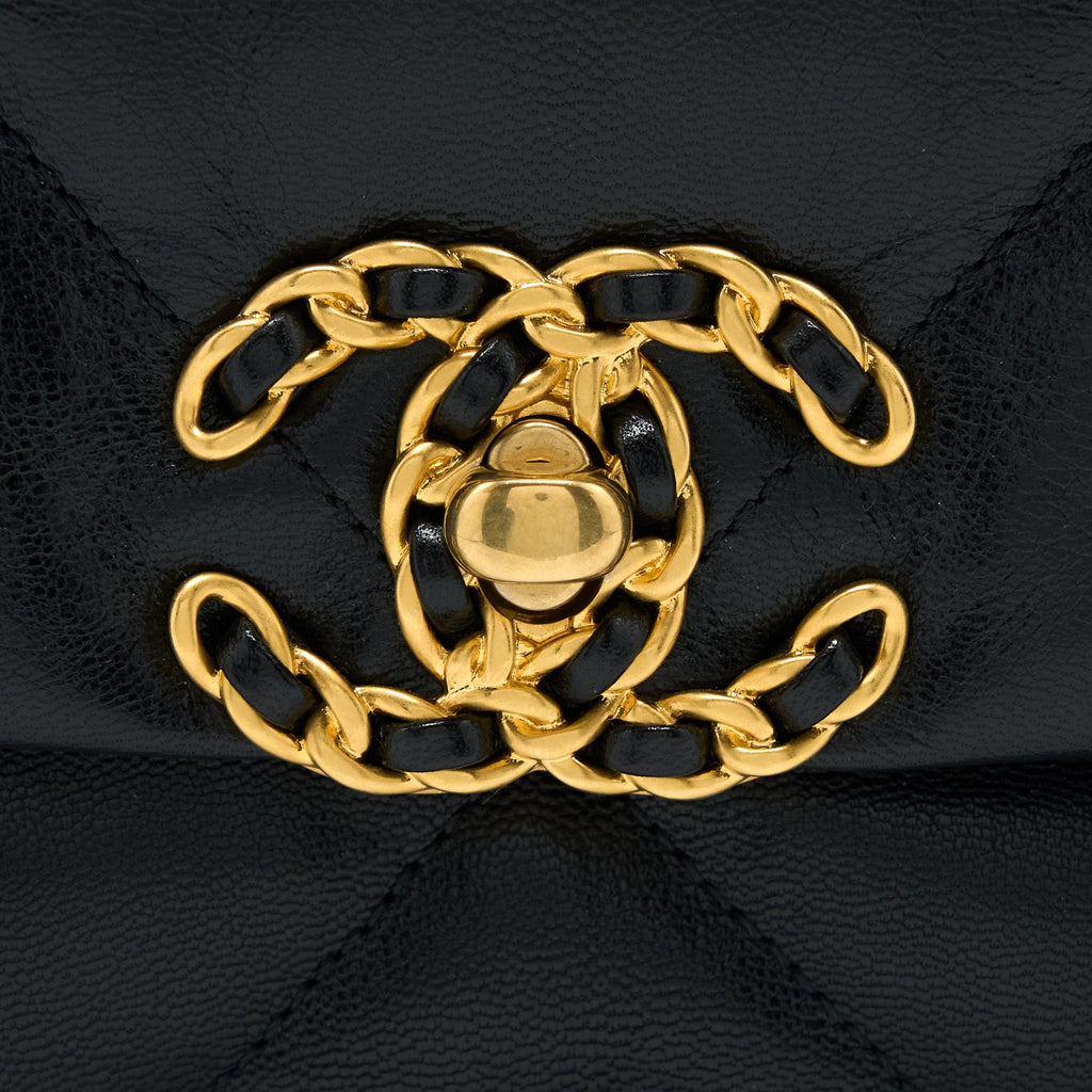 CHANEL MAXI 19 BAG GOATSKIN BLACK MULTICOLOUR HARDWARE