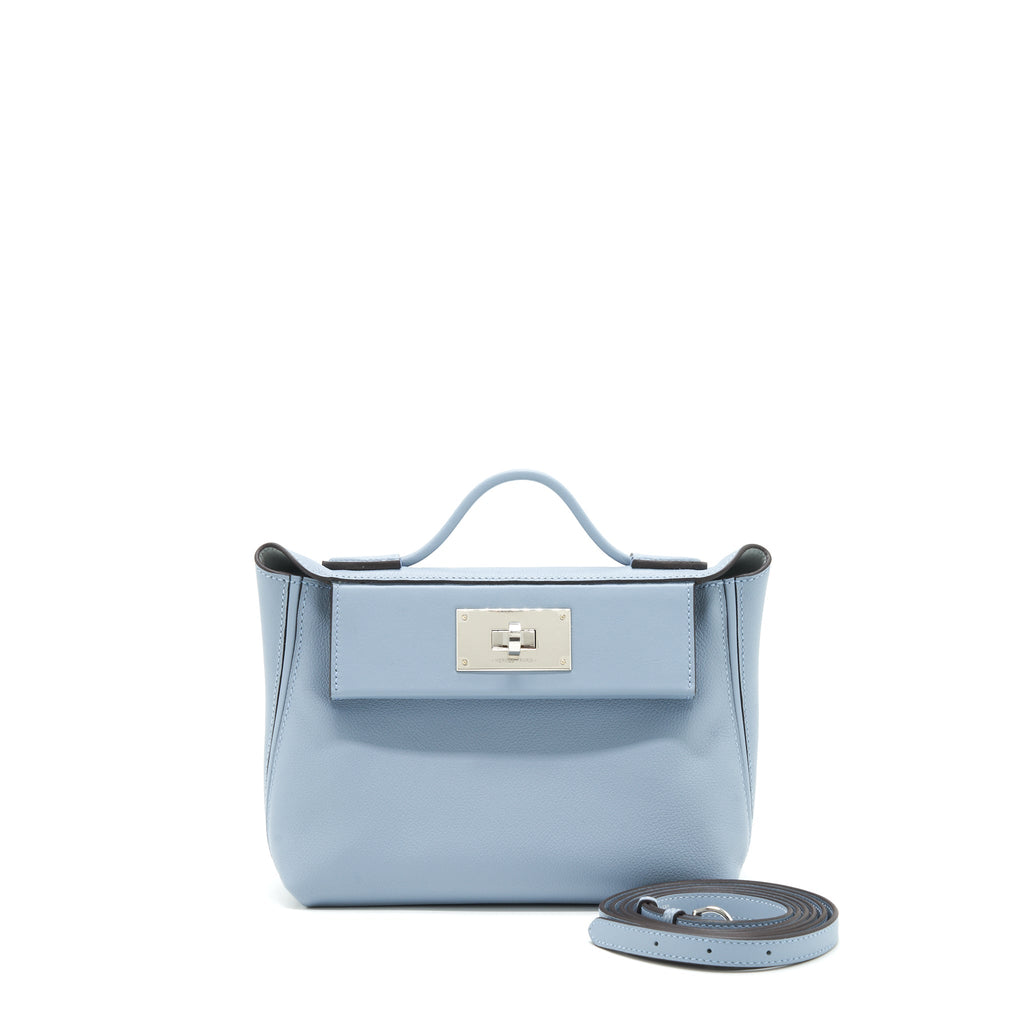 HERMES MINI 24/24 2424-21 BAG SWIFT/ EVERCOLOR BLUE LINE SHW