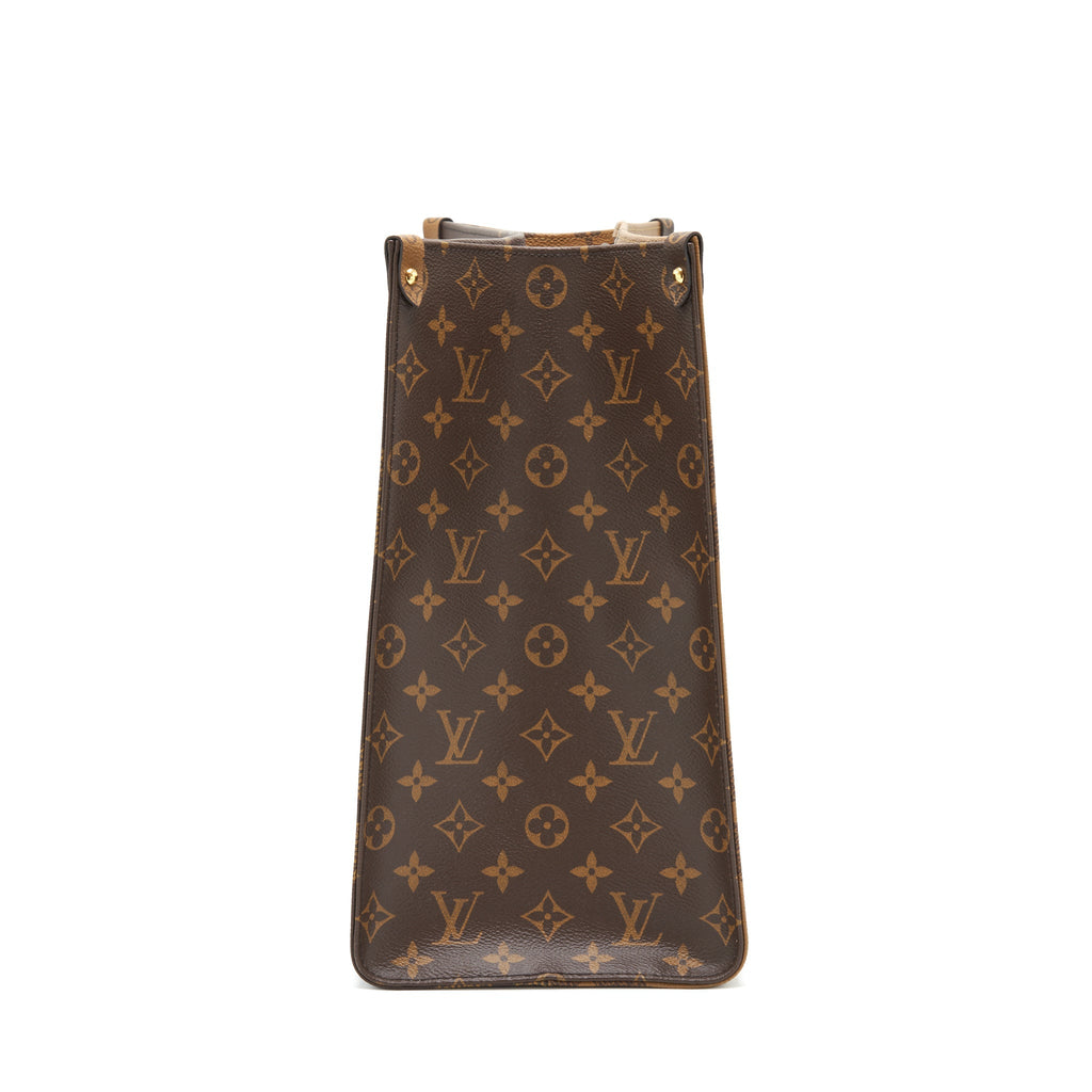 LOUIS VUITTON ON THE GO GM MONOGRAM REVERSE CANVAS GHW