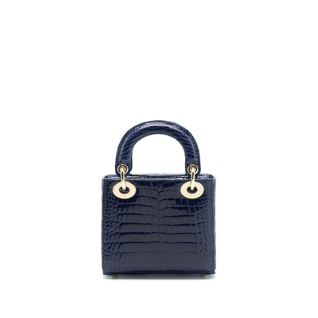 CHRISTIAN DIOR MINI LADY DIOR ALLIGATOR OIL BLUE LGHW