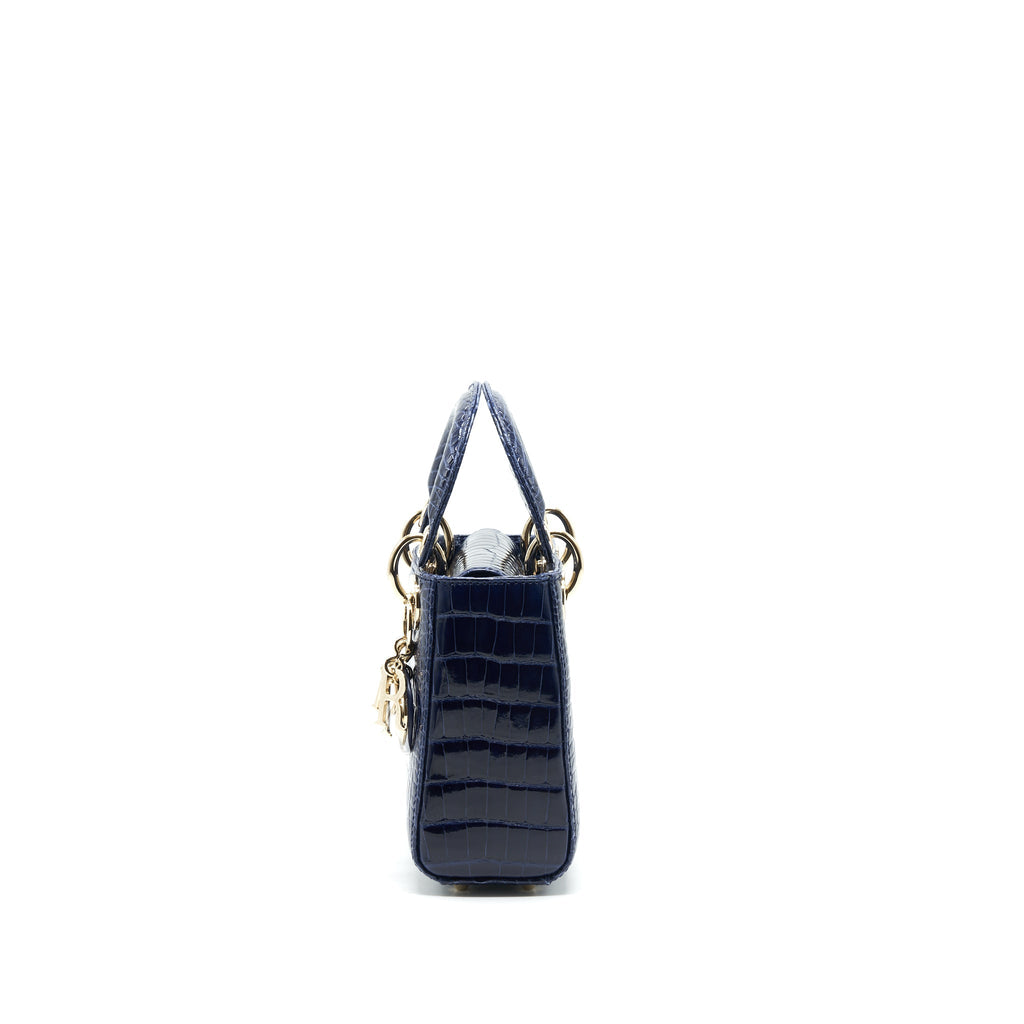 CHRISTIAN DIOR MINI LADY DIOR ALLIGATOR OIL BLUE LGHW