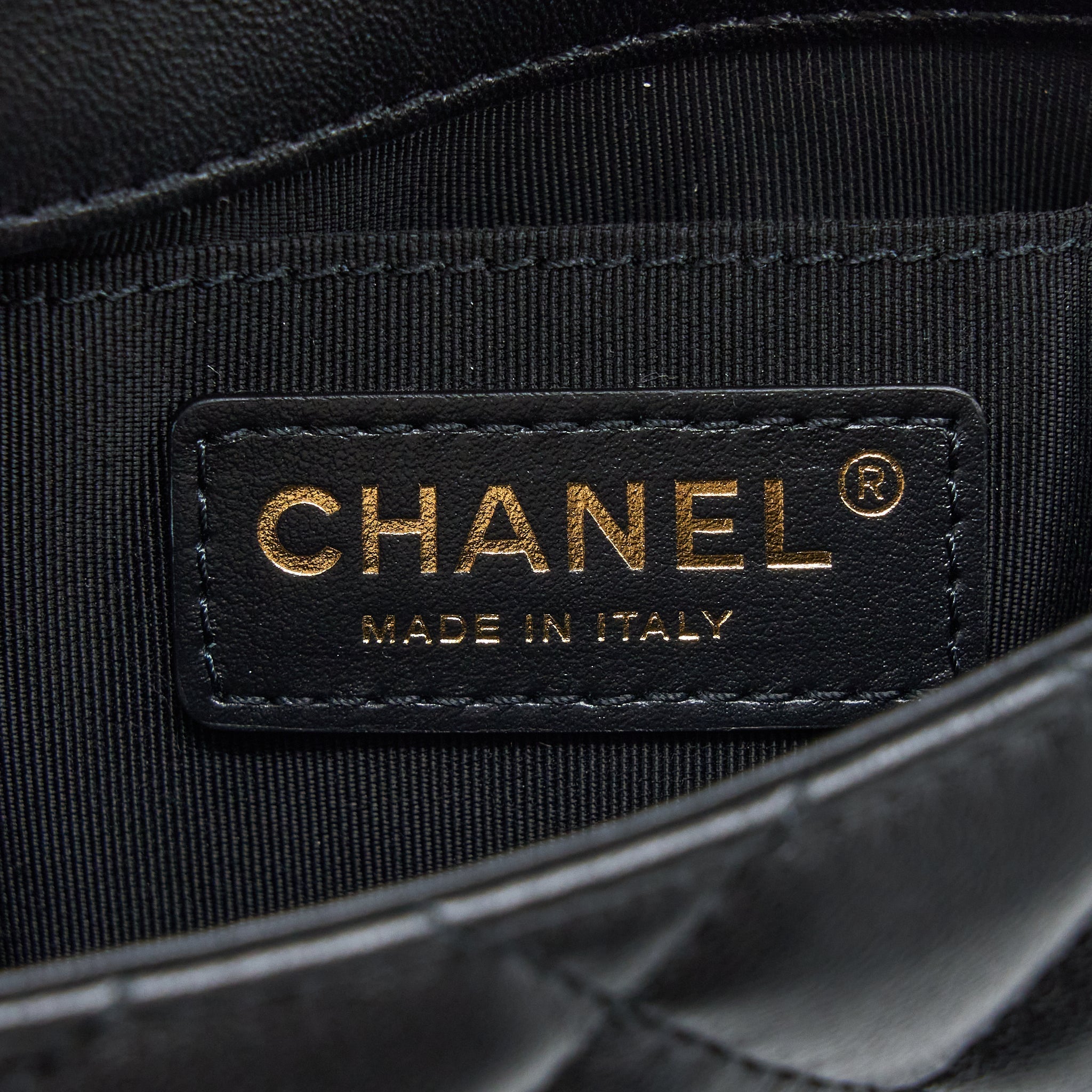 CHANEL PEARL CHAIN FLAP BAG QUILTED LAMBSKIN BLACK LGHW