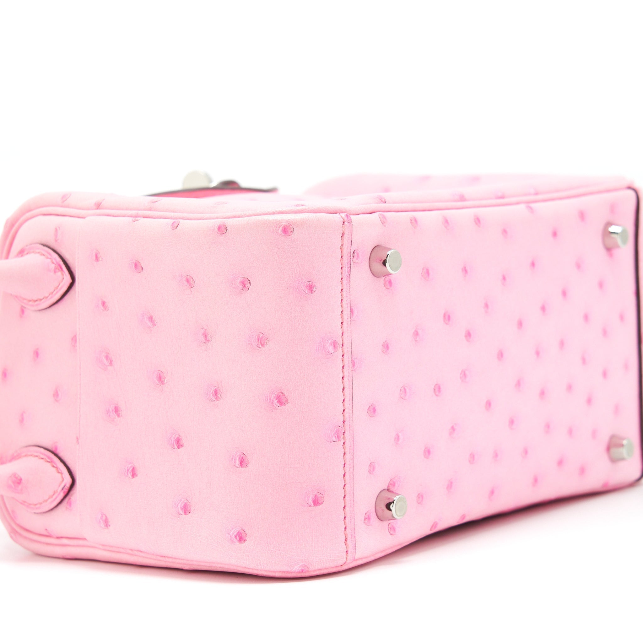 HERMES MINI LINDY OSTRICH L4 ROSE BUBBLEGUM SHW