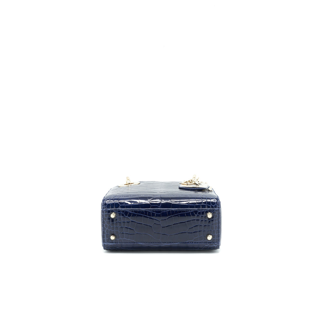 CHRISTIAN DIOR MINI LADY DIOR ALLIGATOR OIL BLUE LGHW
