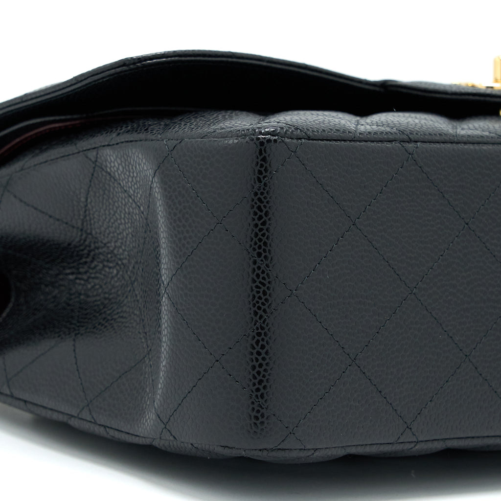 CHANEL CLASSIC JUMBO DOUBLE FLAP CAVIAR BLACK GHW (MICROCHIP)