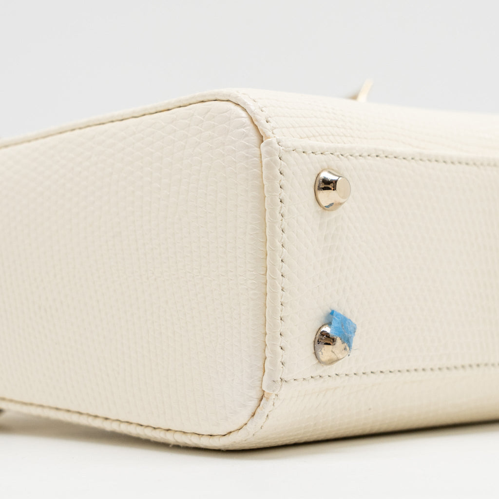 DIOR MINI LADY DIOR LIZARD WHITE LGHW