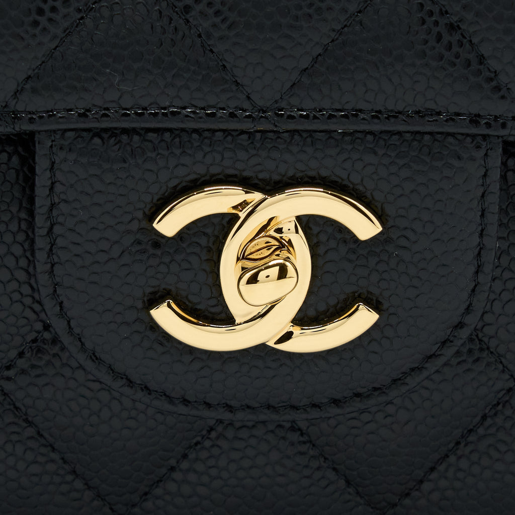 CHANEL CLASSIC JUMBO DOUBLE FLAP CAVIAR BLACK GHW (MICROCHIP)