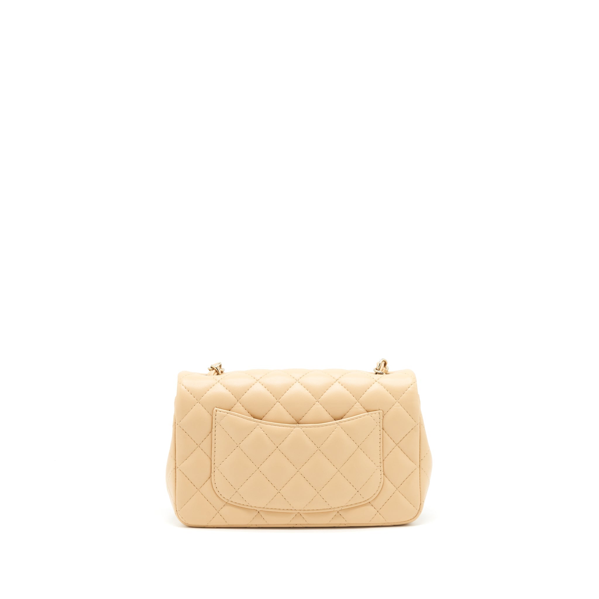 CHANEL MINI RECTANGULAR LAMBSKIN BEIGE LGHW(MICROCHIP)