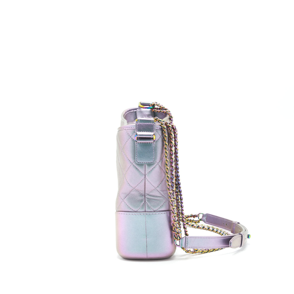 CHANEL LARGE GABRIELLE HOBO LAMBSKIN/CALFSKIN IRIDESCENT PURPLE RAINBOW COLOUR MULTICOLOUR HARDWARE