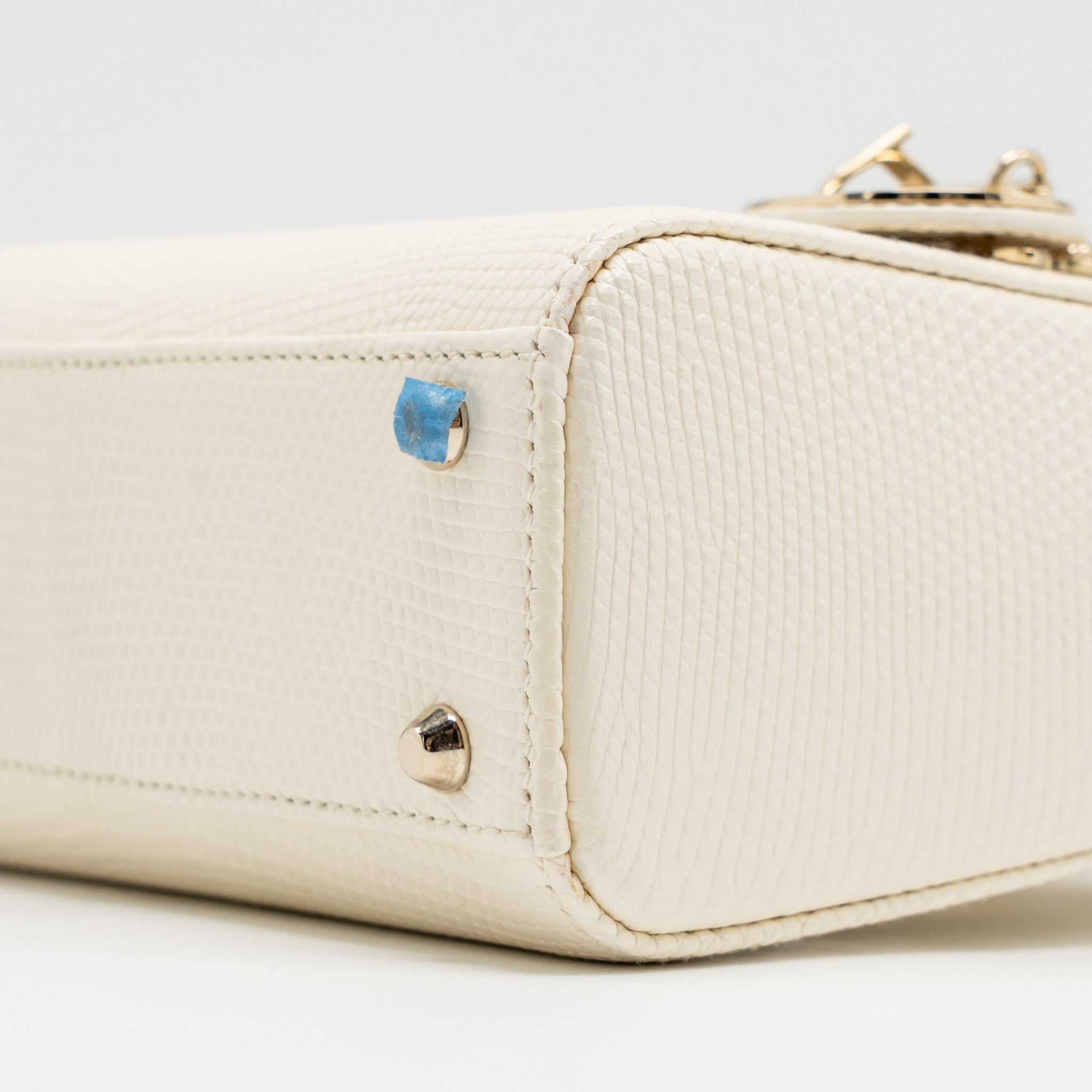 DIOR MINI LADY DIOR LIZARD WHITE LGHW
