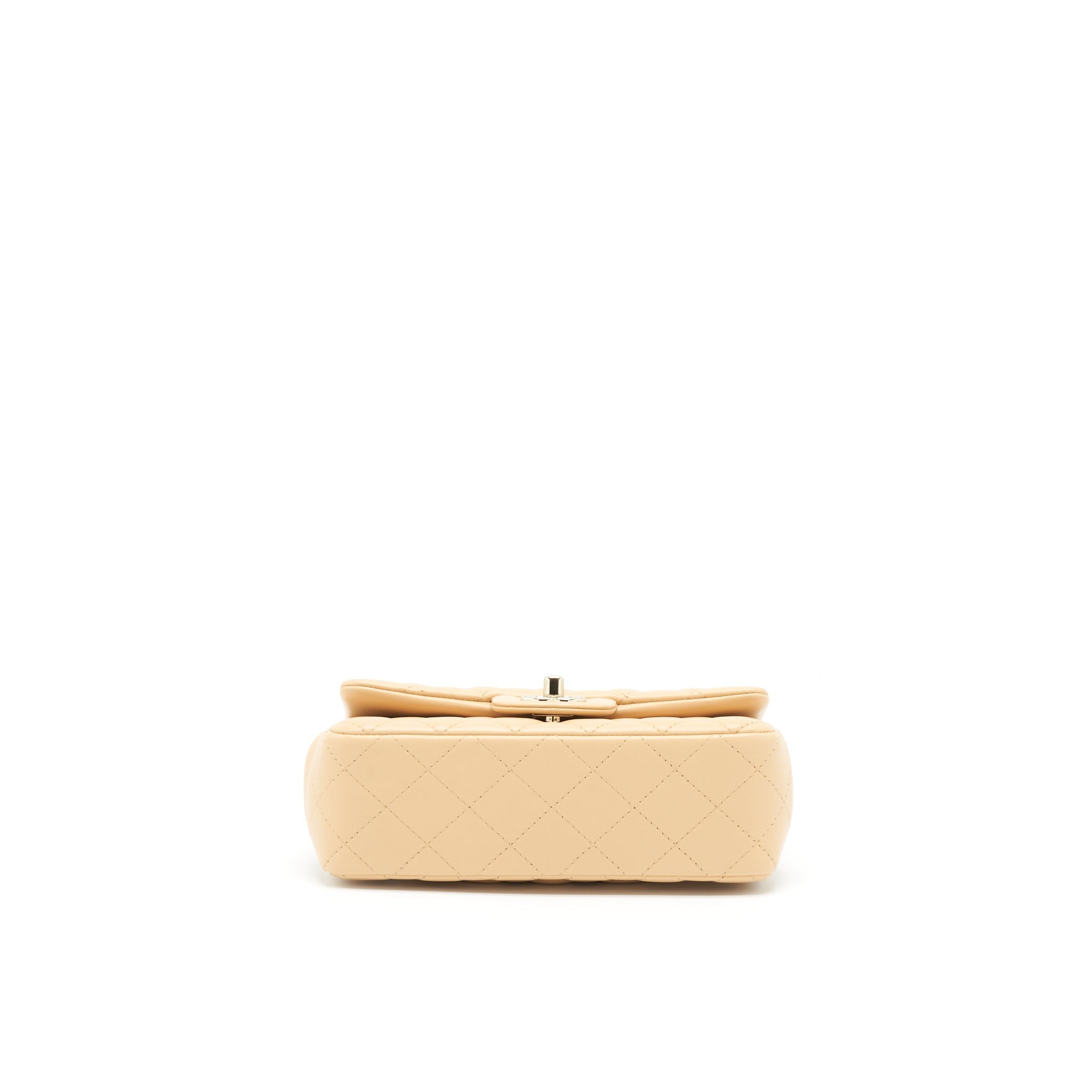 CHANEL MINI RECTANGULAR LAMBSKIN BEIGE LGHW(MICROCHIP)