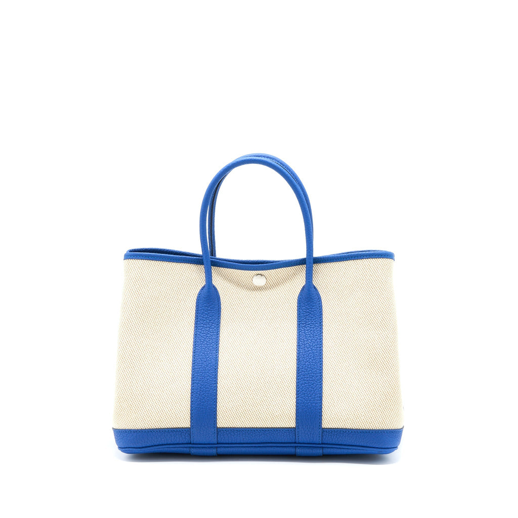 HERMES GARDEN PARTY 30 TWILL H CANVAS/NEGONDA ECRU-DESERT/BLUE FRANCE SHW