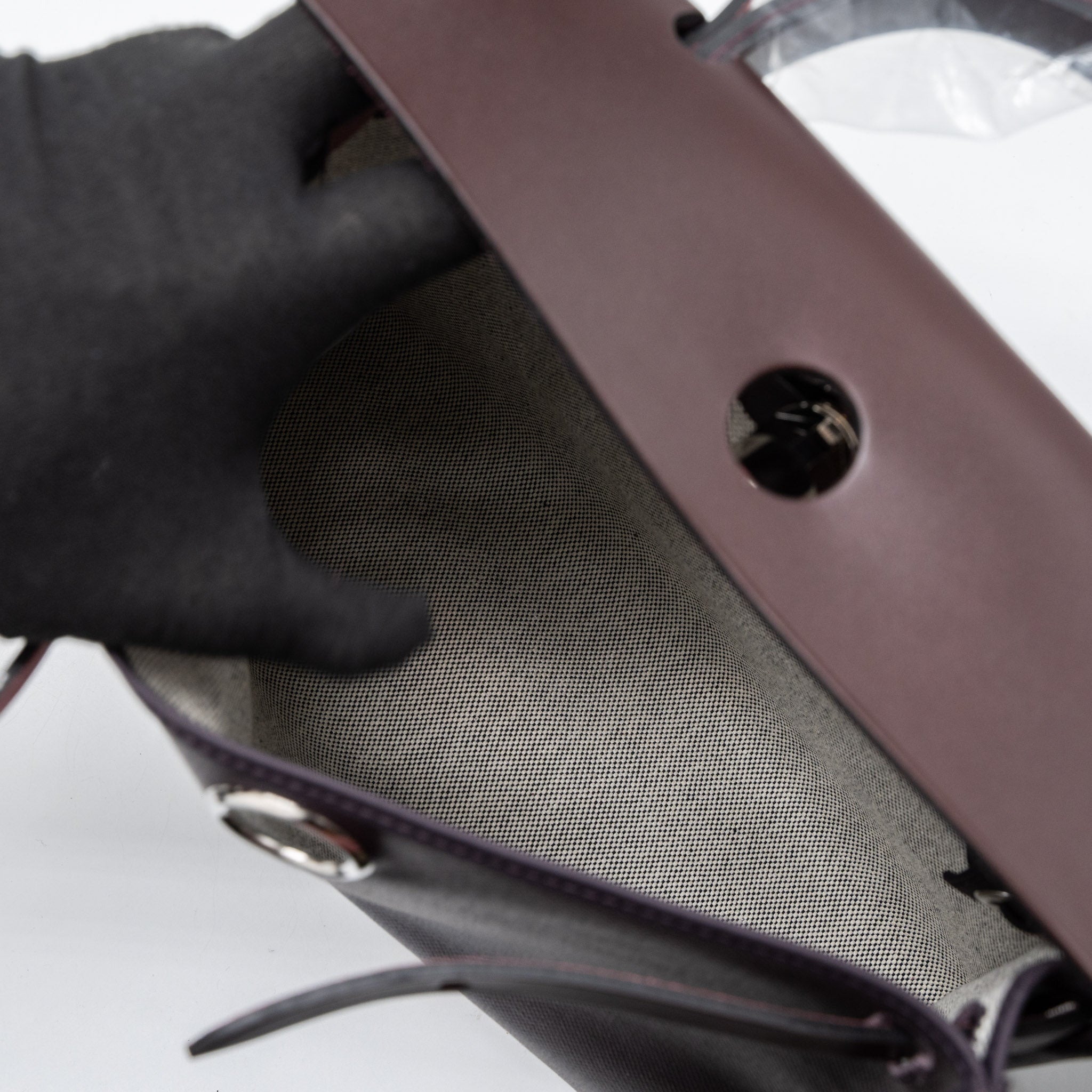 HERMES HERBAG 31 ZIP BAG TOILE H BERLINE CANVAS/VACHE HUNTER CASSIS/BLACK/ROUGE SELLIER SHW