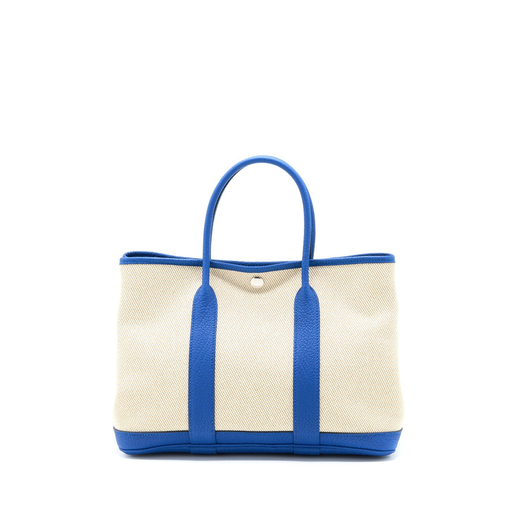 HERMES GARDEN PARTY 30 TWILL H CANVAS/NEGONDA ECRU-DESERT/BLUE FRANCE SHW