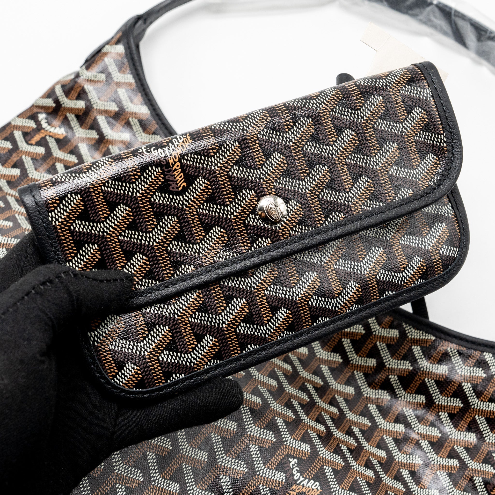 GOYARD BOHEME HOBO BAG GOYARDLINE CANVAS / CALFSKIN BLACK SHW