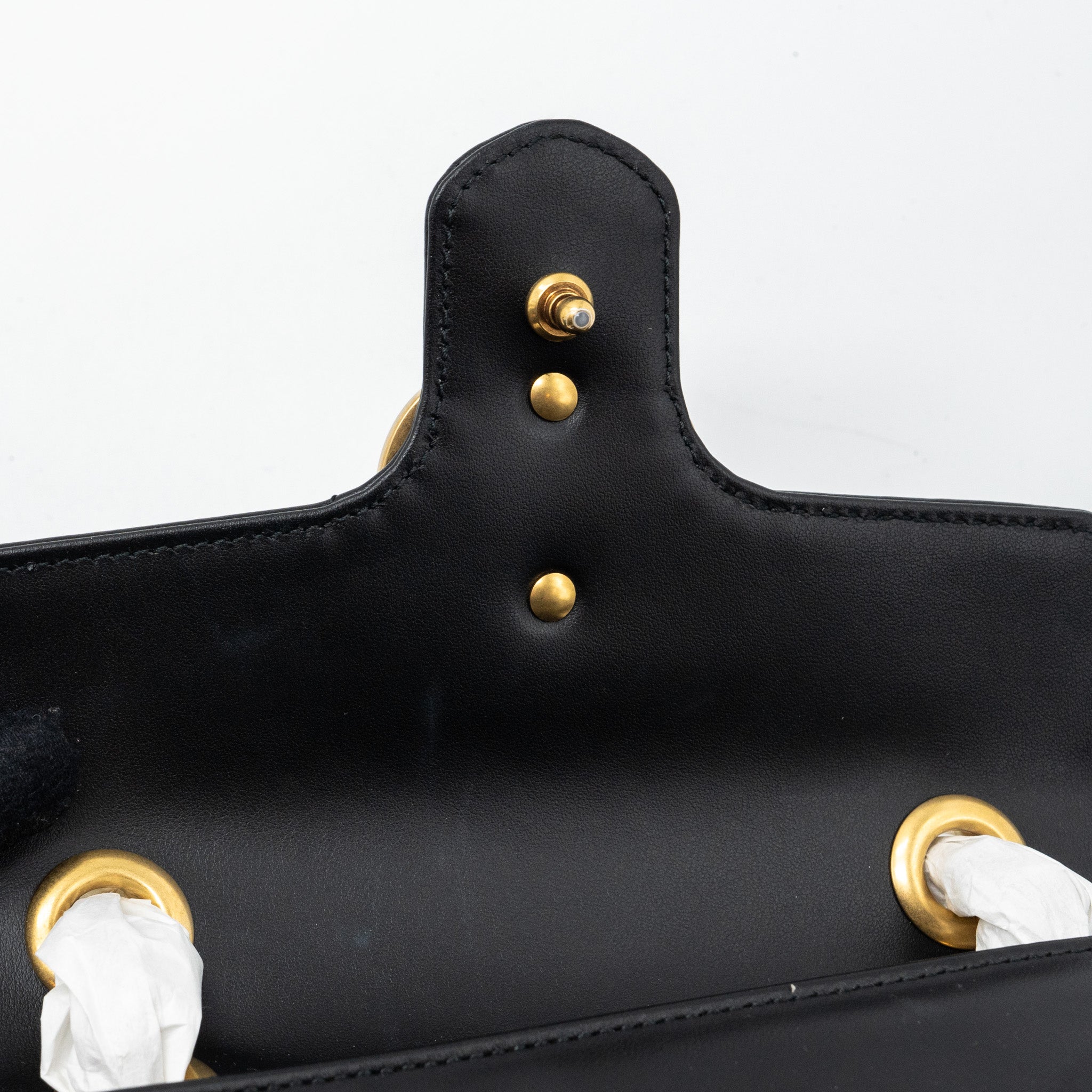 GUCCI MINI GG MARMONT MATELASSE BAG LEATHER BLACK GHW