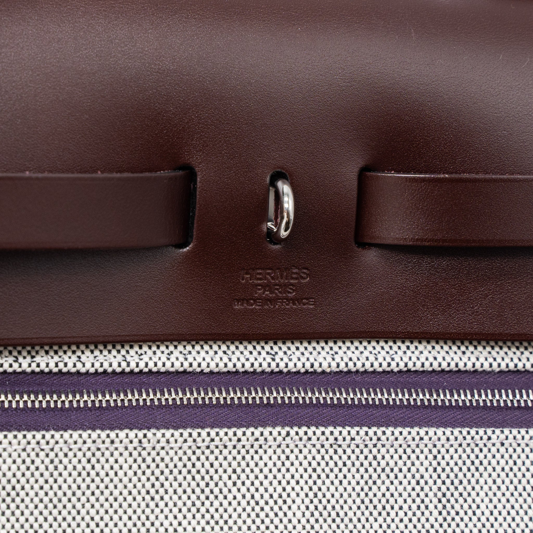HERMES HERBAG 31 ZIP BAG TOILE H BERLINE CANVAS/VACHE HUNTER CASSIS/BLACK/ROUGE SELLIER SHW