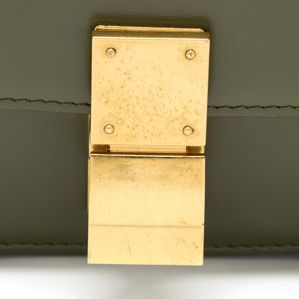 CELINE SMALL CLASSIC BAG BOX CALFSKIN ARMY GREEN GHW