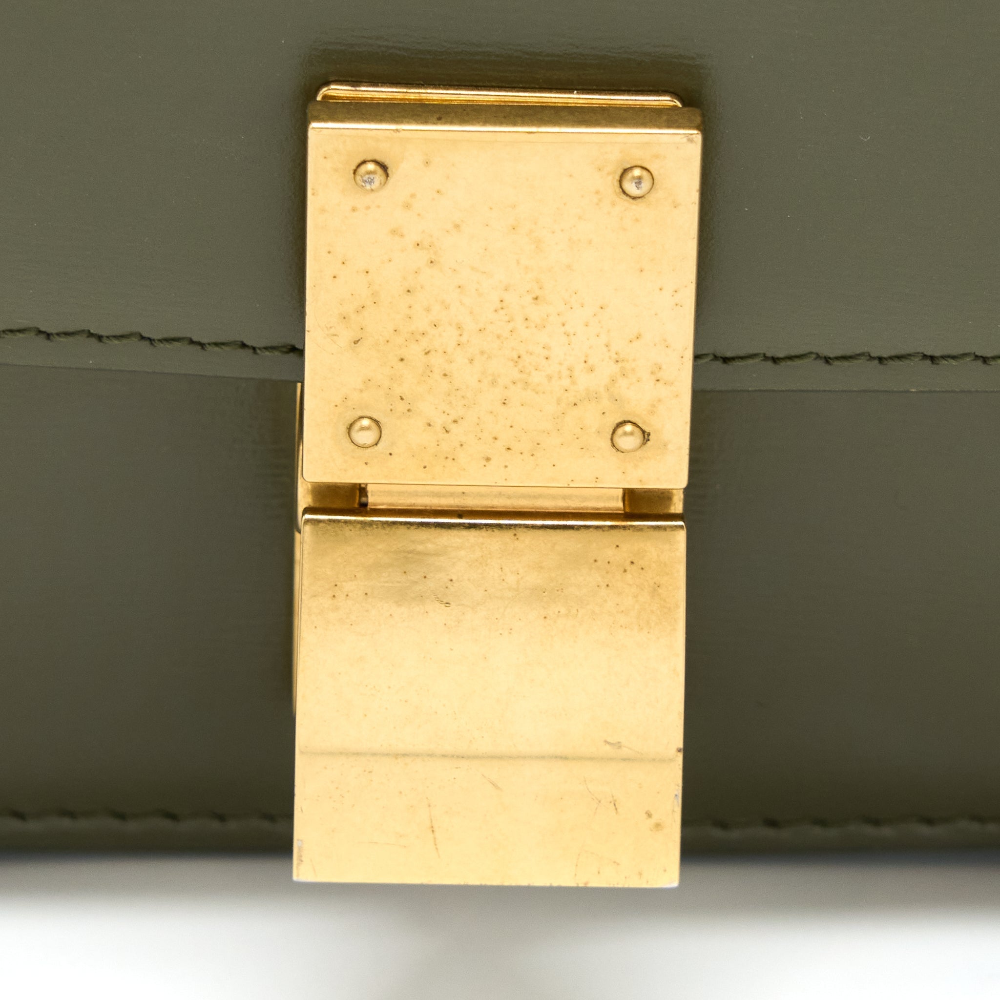 CELINE SMALL CLASSIC BAG BOX CALFSKIN ARMY GREEN GHW