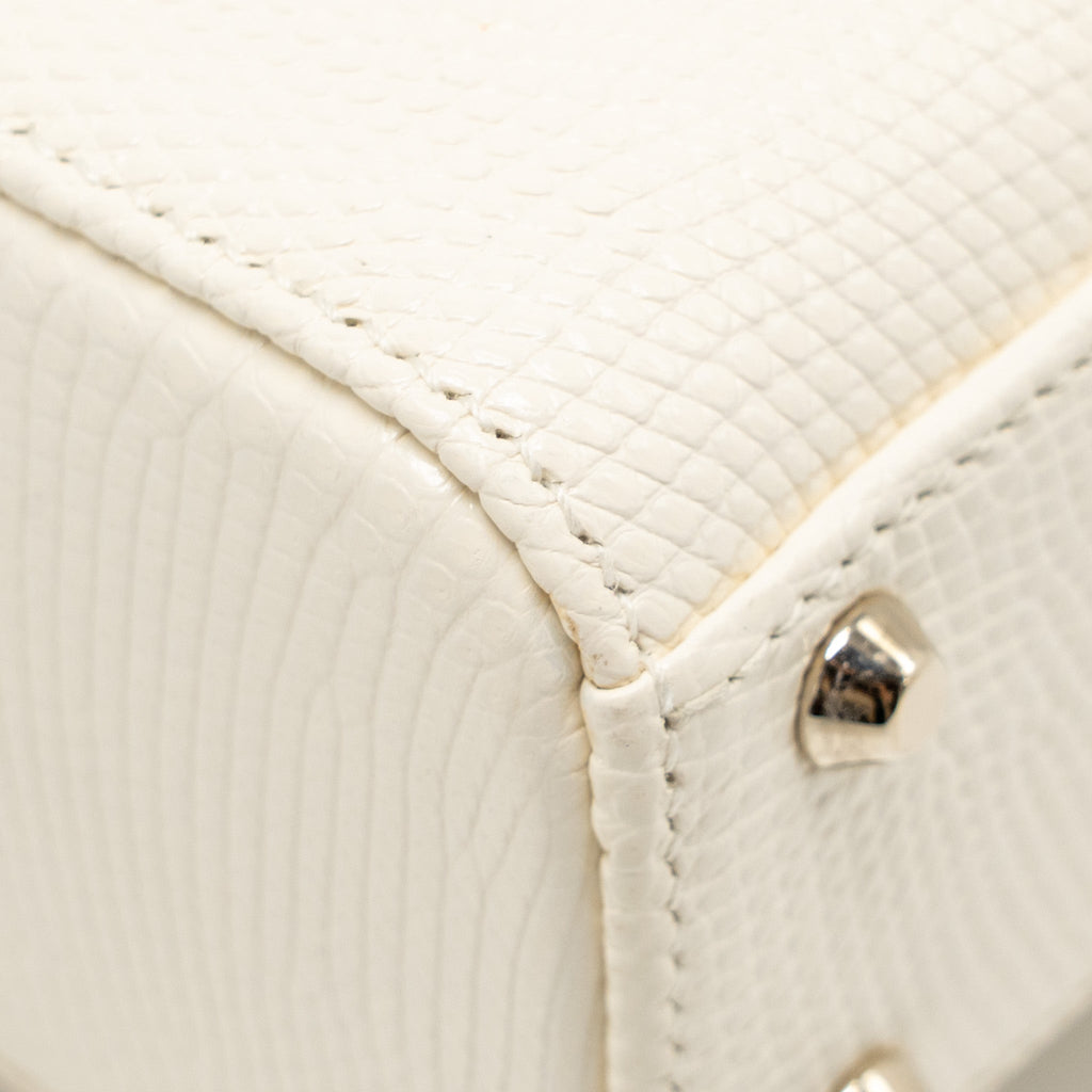 DIOR MINI LADY DIOR LIZARD WHITE LGHW