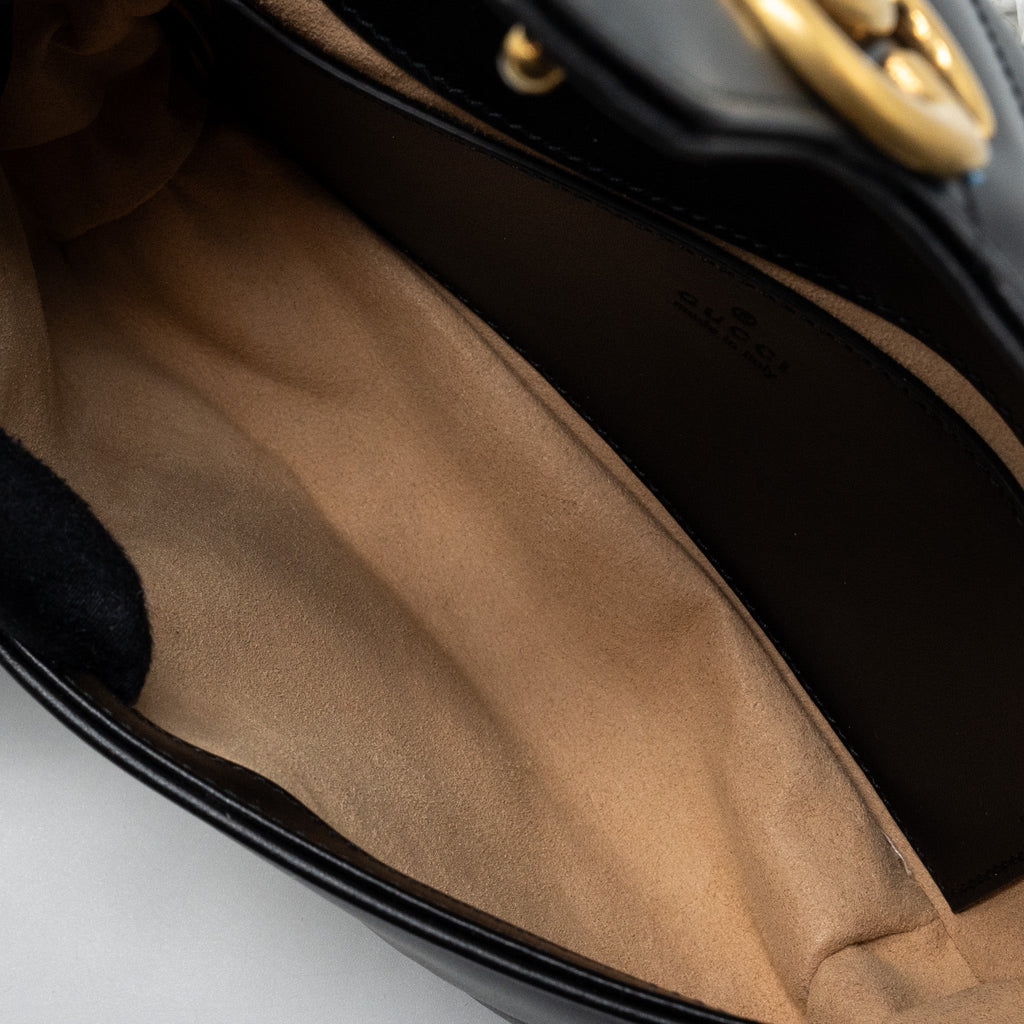 GUCCI MINI GG MARMONT MATELASSE BAG LEATHER BLACK GHW