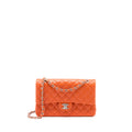 CHANEL MEDIUM CLASSIC DOUBLE FLAP BAG LAMBSKIN ORANGE SHW