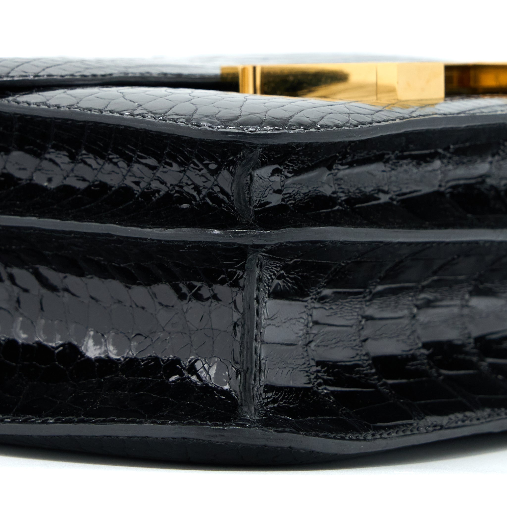 HERMES CONSTANCE 24 SHINY ALLIGATOR LEATHER BLACK GHW