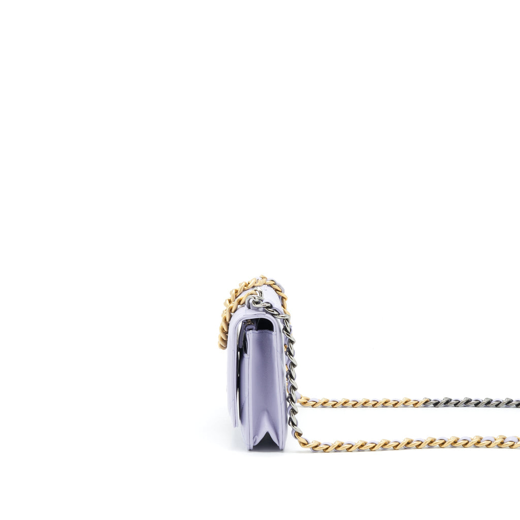 CHANEL 19 WALLET ON CHAIN LAMBSKIN LIGHT PURPLE GHW (MICROCHIP)