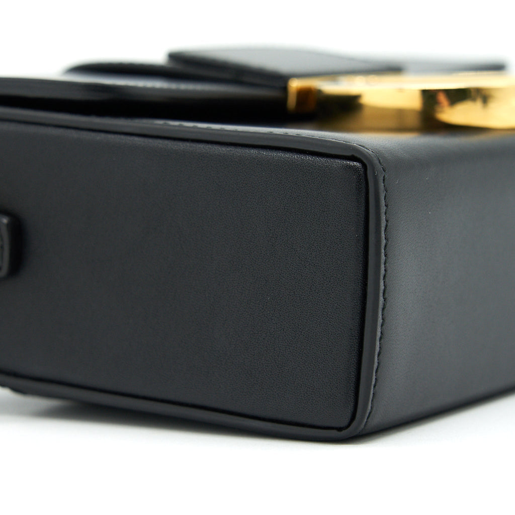 CHRISTIAN DIOR 30 MONTAIGNE SMALL BOX BAG LEATHER BLACK