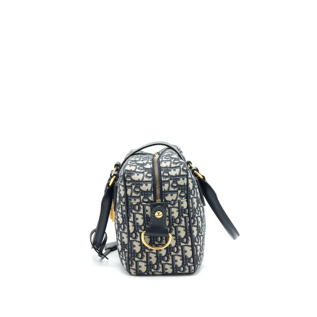 DIOR OBLIQUE COLLECTION BLUE MONOGRAM CANVAS TOTE BAG
