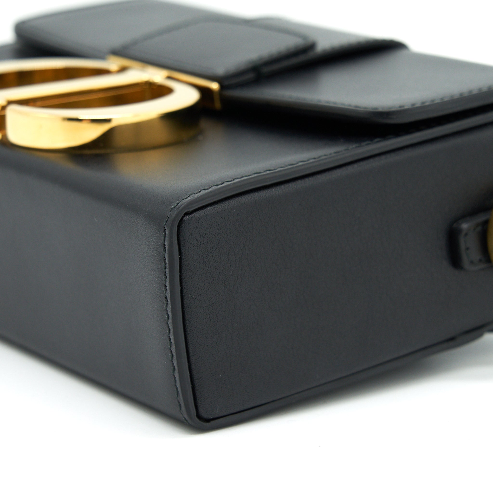 CHRISTIAN DIOR 30 MONTAIGNE SMALL BOX BAG LEATHER BLACK