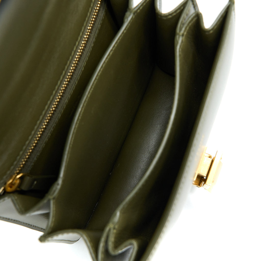CELINE SMALL CLASSIC BAG BOX CALFSKIN ARMY GREEN GHW